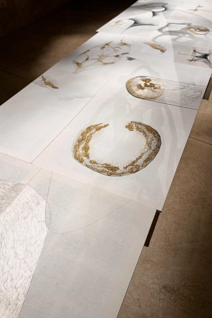 Annamaria Atturo, installazione dal titolo "Il filo sottile in lontananza", presso il centro studi Mario Luzi per la poesia e le arti contemporanee, Montemaggiore al Metauro PU