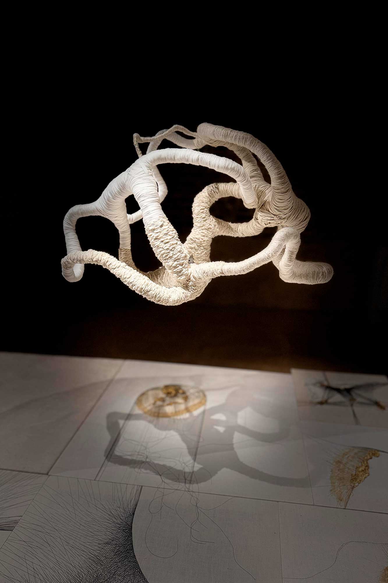 Annamaria Atturo, Il filo sottile in lontananza, Installazione site-specific, Centro studi Mario Luzi, Montemaggiore PU, 2026.